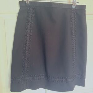 AnnTaylor Black Midi Pencil Skirt with Lace Detailing